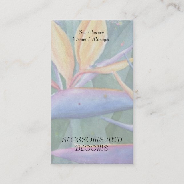 BIRD OF PARADISE WATERCOLOR FLOWER BUSINESS CARDS (Front)