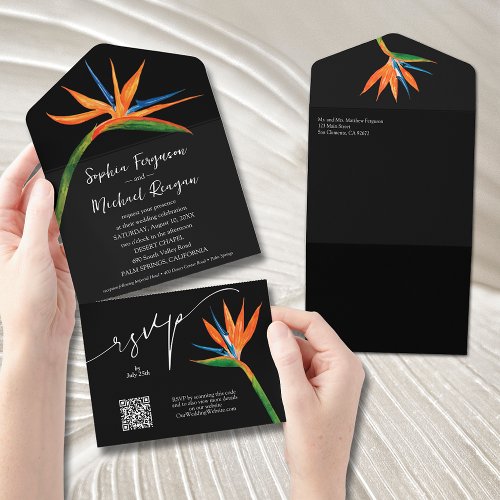 Bird of Paradise Wedding All In One Invitation