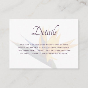 Bird of Paradise Wedding Details Enclosure Cards
