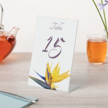 Bird Of Paradise Wedding Table Number  Pedestal Sign by sandpiperWedding at Zazzle