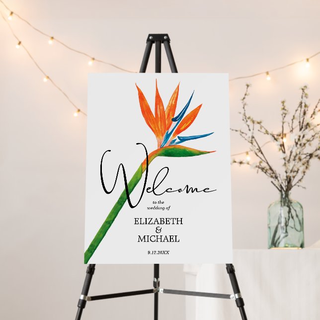 Bird of Paradise Wedding Welcome Foam Board (In Situ (Stand))