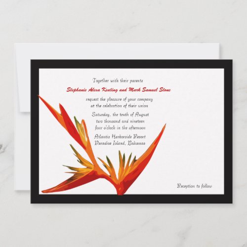 Bird of Paradise WhiteBlack Frame Invitation