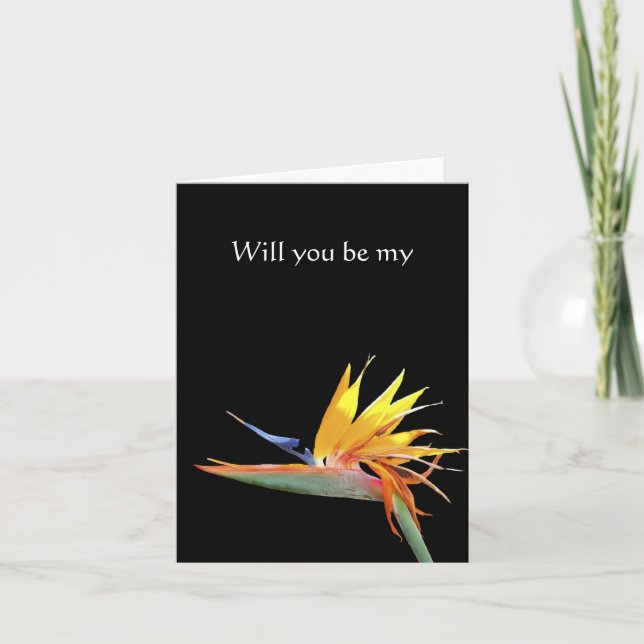 Bird of Paradise Will You Be My Note card (Front)