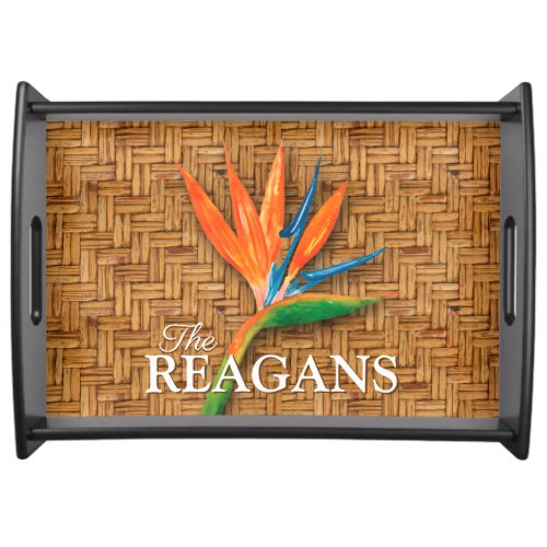 Bird of Paradise Woven Wicker Pattern Custom Serving Tray