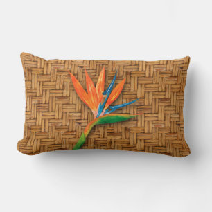 Bird of Paradise Woven Wicker Pattern Lumbar Pillow