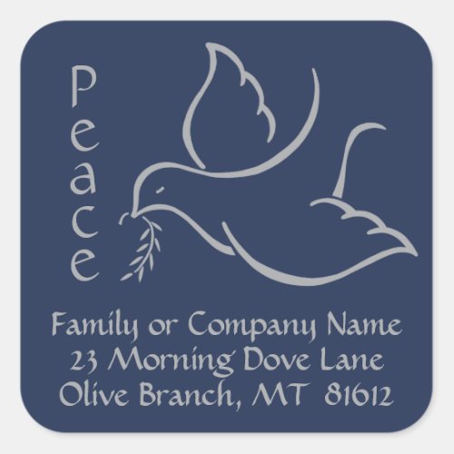 Bird of Peace Dove Navy Blue Return Address Labels