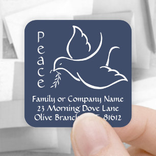 Bird of Peace Dove Navy Blue Return Address Labels