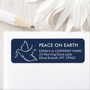 Bird of Peace Dove Navy Holiday Return Address Label