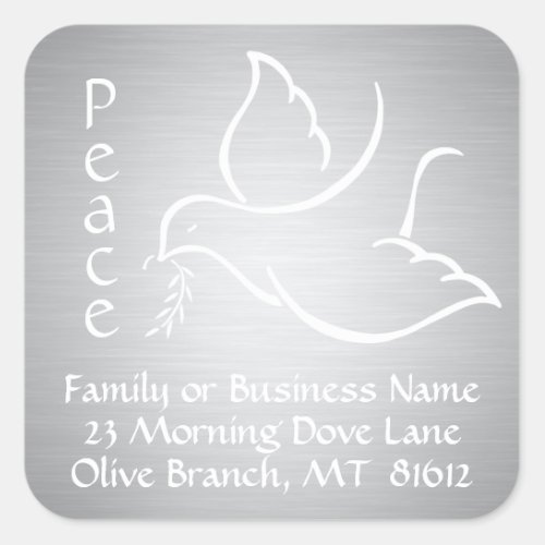 Bird of Peace Dove Silver Return Address Labels