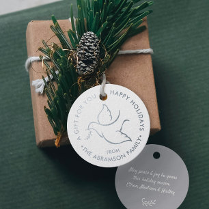 Bird of Peace Modern Minimalist Dove White Holiday Foil Favor Tags
