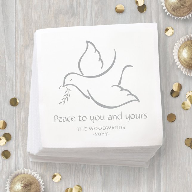 Bird of Peace Modern Minimalist Dove White Holiday Napkins (Creator Uploaded)