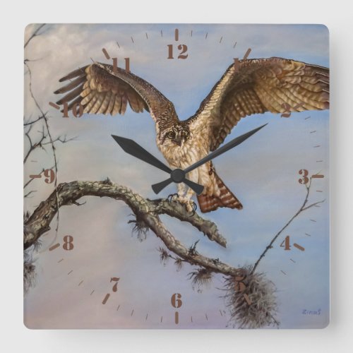 Bird of Prey Osprey on the branch Square Wall Clock