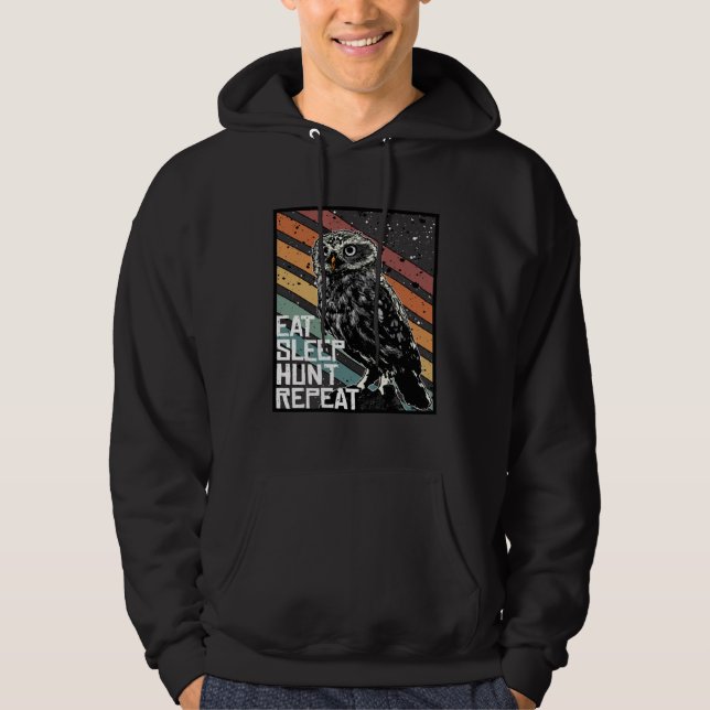 Bird Of Prey Raptor Eat Sleep Hunt Repeat Burrowin Hoodie (Front)