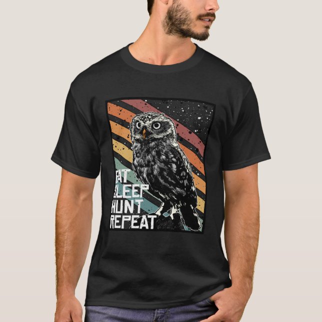 Bird Of Prey Raptor Eat Sleep Hunt Repeat Burrowin T-Shirt (Front)