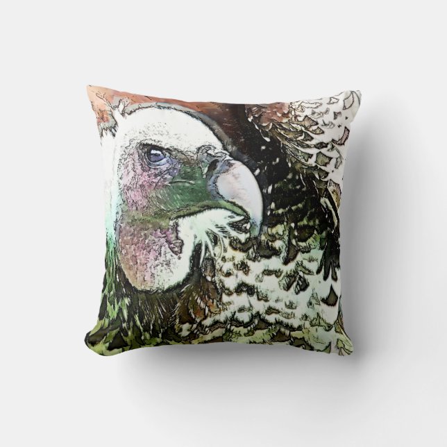 BIRD OF PREY VULTURE THROW PILLOW (Front)