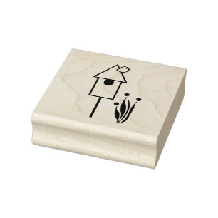 Bird on a Birdhouse Wood Art Stamp