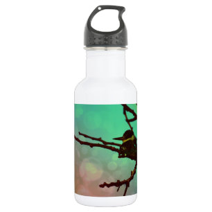 Bird On A Branch -Aqua N Pink Water Bottle