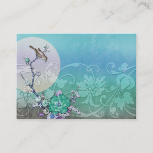 BIRD ON A BRANCH: ARTISTIC AQUA BUSINESS CARD