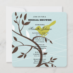 Bird on a Branch Bridal Shower Invitation