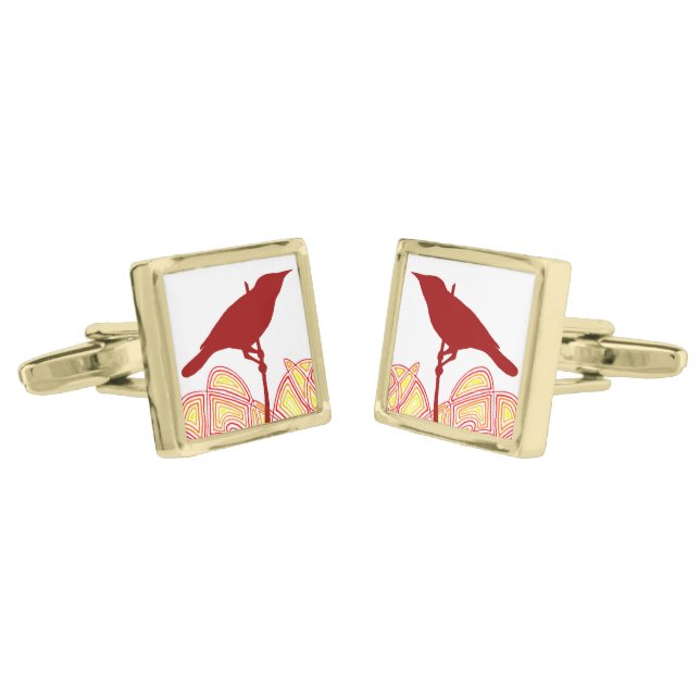 Bird On A Branch Cufflinks (Angled)