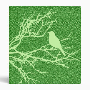 Bird on a Branch, Light Jade Green 3 Ring Binder