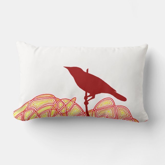 Bird on a Branch Lumbar Pillow (Front)