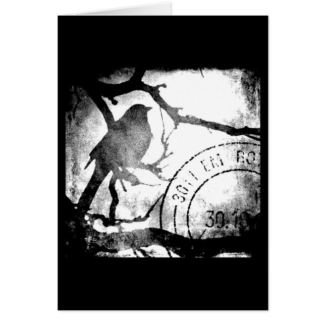 Bird on A Branch Monochrome Cards (Front)