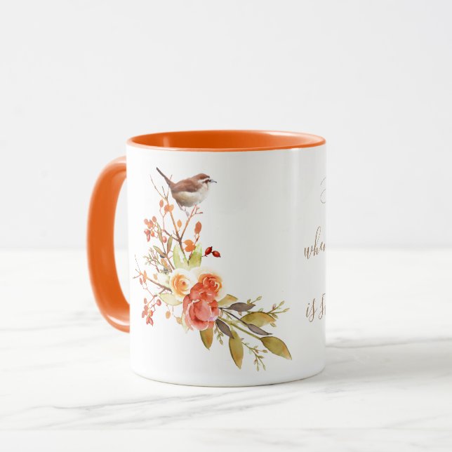 Bird on a Branch of Roses Mug (Front Left)