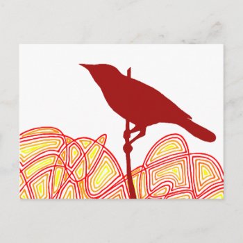 Bird On A Branch Postcard by scribbleprints at Zazzle