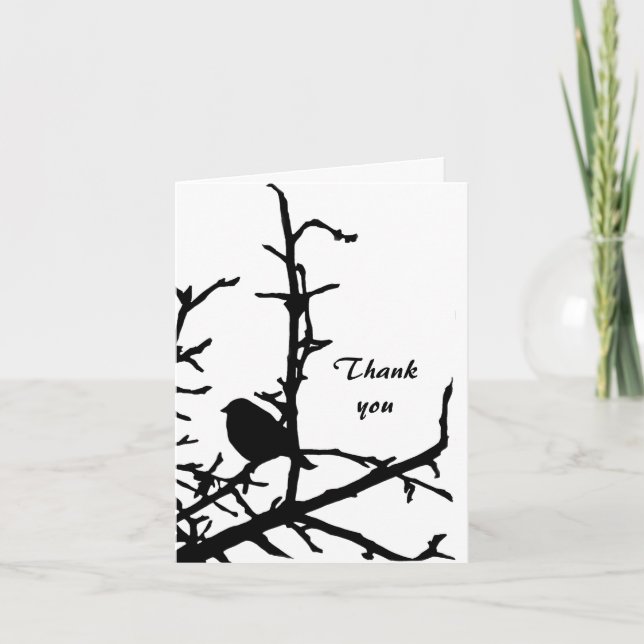 Bird on a Branch Thank You Card (Front)