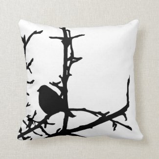 Bird on a Branch Throw Pillow