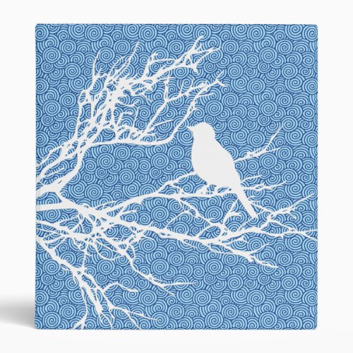 Bird on a Branch White Against Sky  Blue Binder