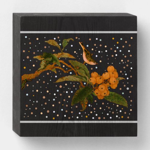 Bird on a fruit tree trinket tray wooden box sign