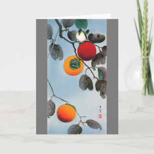 Bird on a Persimmon Tree, Watanabe Seitei Card