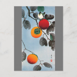 Bird on a Persimmon Tree, Watanabe Seitei Postcard
