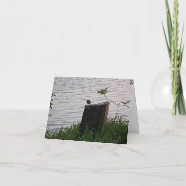 Bird on a Stump Folded Note Card (Front)