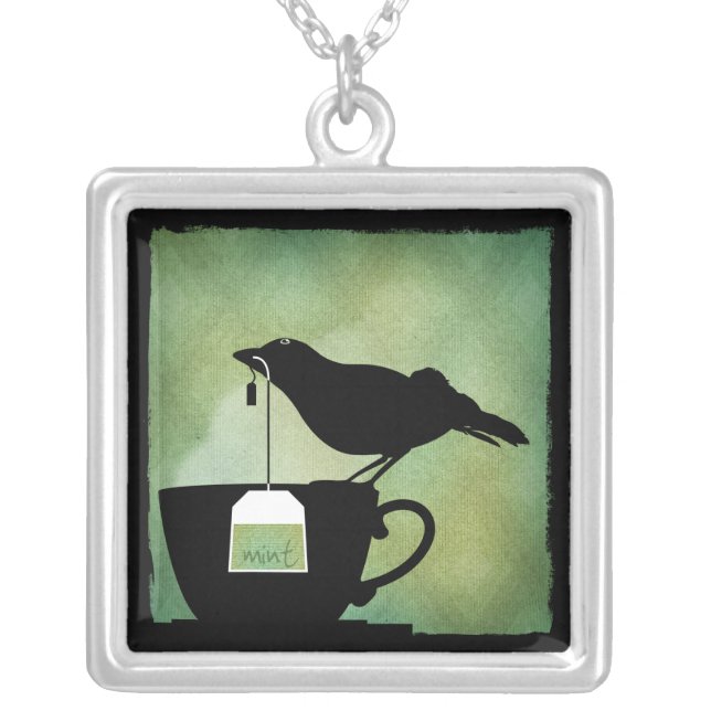 Bird on a Teacup Necklace (Front)