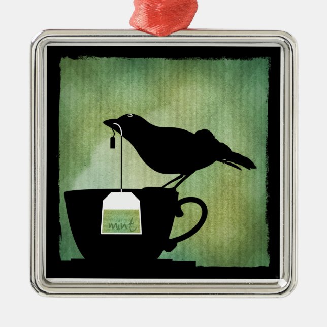 Bird on a Teacup Ornament (Front)