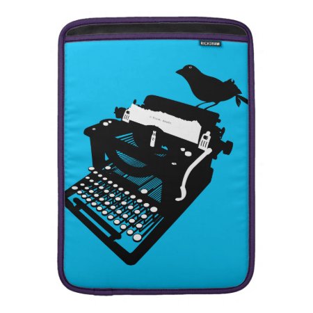 Bird On A Typewriter Macbook Sleeve (blue Bckgrd)