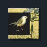 Bird on Black and Vintage Background Canvas Print<br><div class="desc">This image is simple and beautiful to add on any product offered and will please any vintage art lover. The black square puts the emphasis on the colors of the bird and the yellow background. Choose this piece of artwork for your next Zazzle product.</div>