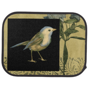 Bird on Black and Vintage Background Car Floor Mat