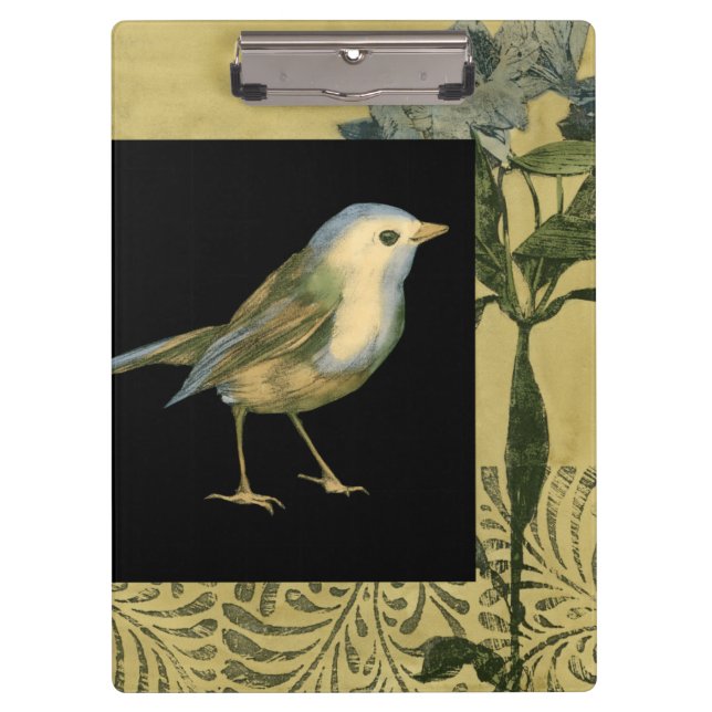Bird on Black and Vintage Background Clipboard (Front)