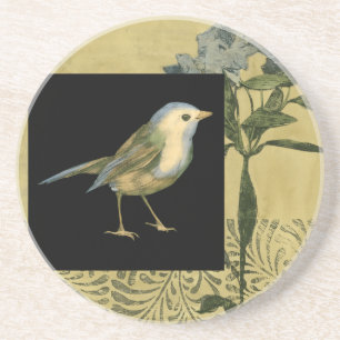 Bird on Black and Vintage Background Coaster