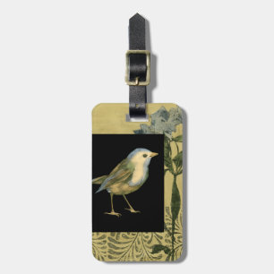 Bird on Black and Vintage Background Luggage Tag