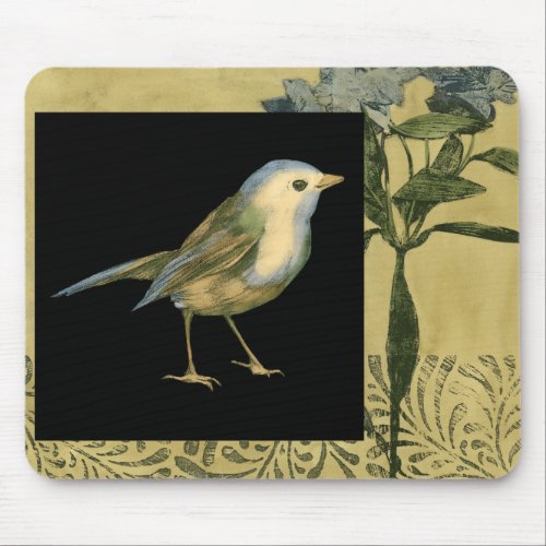 Bird on Black and Vintage Background Mouse Pad