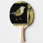 Bird on Black and Vintage Background Ping Pong Paddle
