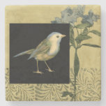 Bird on Black and Vintage Background Stone Coaster