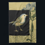 Bird on Black and Vintage Background Towel<br><div class="desc">This image is simple and beautiful to add on any product offered and will please any vintage art lover. The black square puts the emphasis on the colors of the bird and the yellow background.  Choose this piece of artwork for your next Zazzle product.</div>