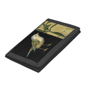 Bird on Black and Vintage Background Tri-fold Wallet
