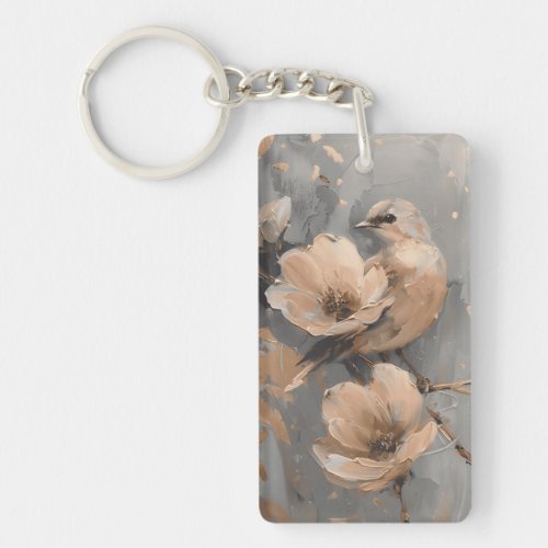 Bird on Blossoming Branch Keychain